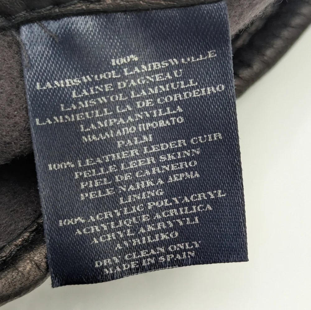 Burberry Lambswool Leather Gloves Black 7.5 Authentic Winter Luxury Women's NWT